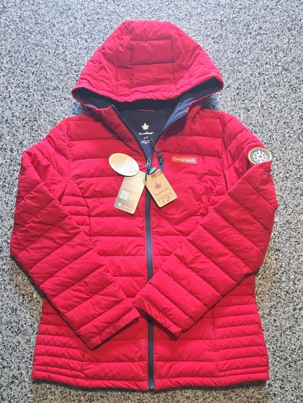 Women’s Red Hooded Quilted Puffer Jacket